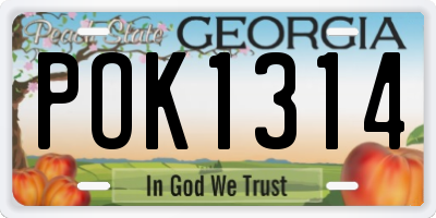 GA license plate POK1314