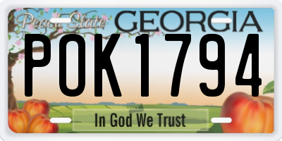 GA license plate POK1794