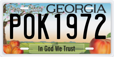 GA license plate POK1972