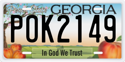 GA license plate POK2149
