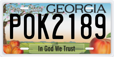 GA license plate POK2189