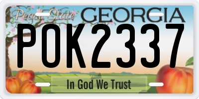 GA license plate POK2337
