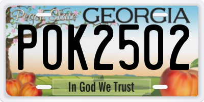 GA license plate POK2502