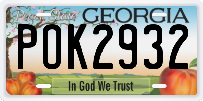 GA license plate POK2932