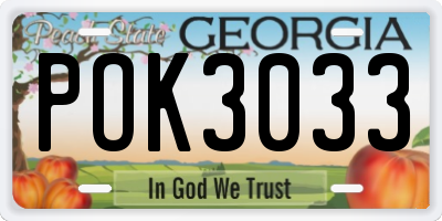 GA license plate POK3033