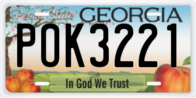 GA license plate POK3221