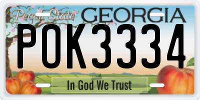 GA license plate POK3334