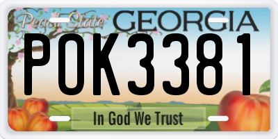 GA license plate POK3381