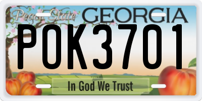GA license plate POK3701