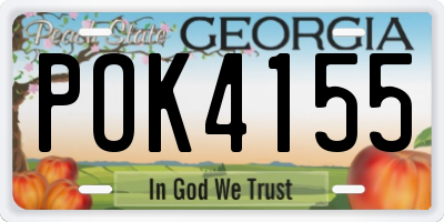 GA license plate POK4155