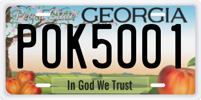 GA license plate POK5001