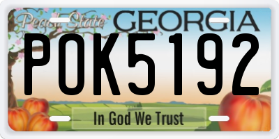 GA license plate POK5192