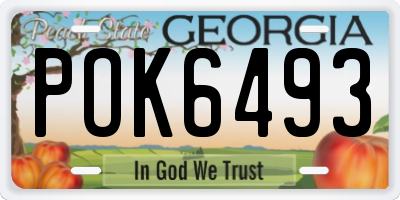GA license plate POK6493