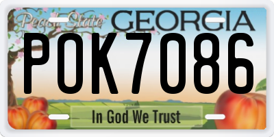 GA license plate POK7086