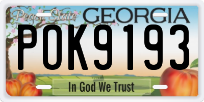GA license plate POK9193