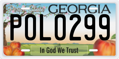 GA license plate POL0299