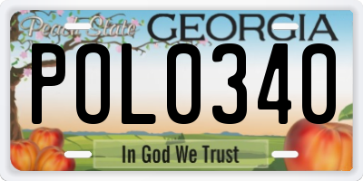 GA license plate POL0340