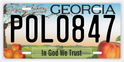 GA license plate POL0847