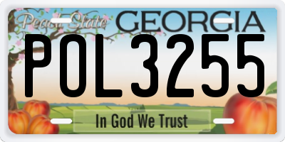 GA license plate POL3255