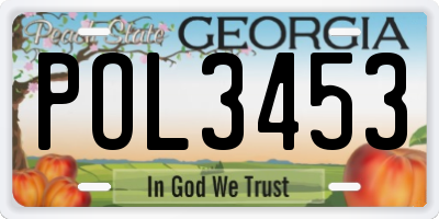 GA license plate POL3453
