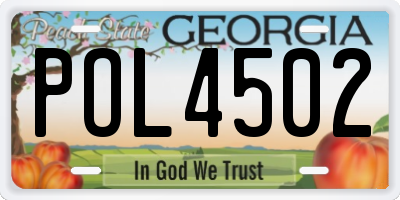 GA license plate POL4502