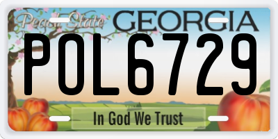 GA license plate POL6729
