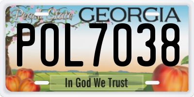 GA license plate POL7038