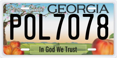 GA license plate POL7078