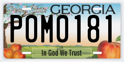 GA license plate POM0181
