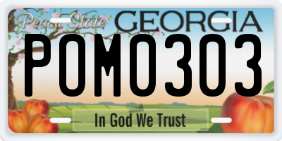 GA license plate POM0303