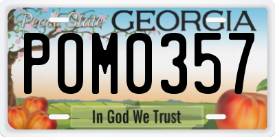 GA license plate POM0357