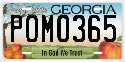 GA license plate POM0365