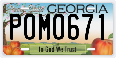 GA license plate POM0671