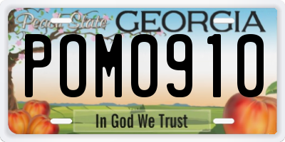 GA license plate POM0910