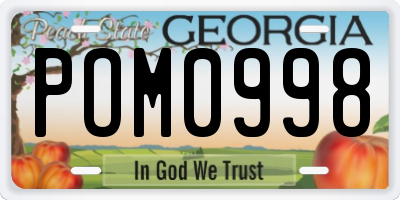 GA license plate POM0998