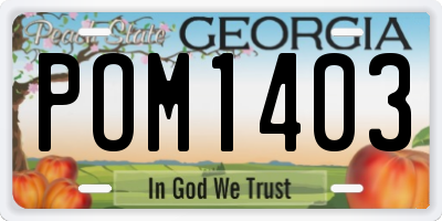 GA license plate POM1403