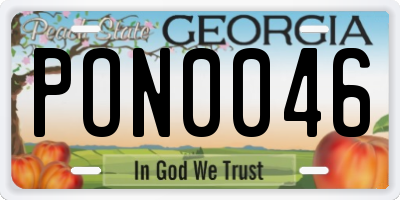 GA license plate PON0046