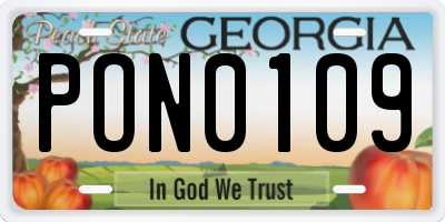 GA license plate PON0109