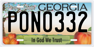 GA license plate PON0332