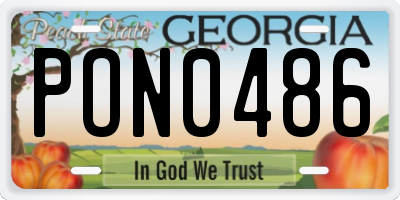 GA license plate PON0486