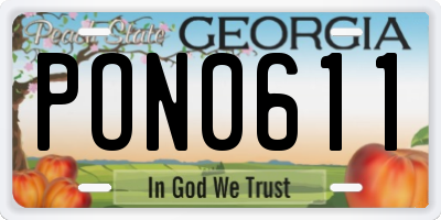 GA license plate PON0611