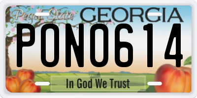 GA license plate PON0614