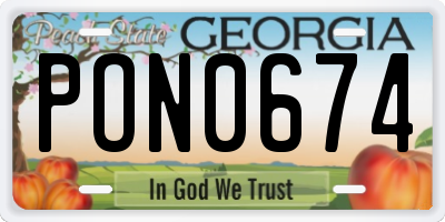 GA license plate PON0674