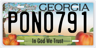 GA license plate PON0791