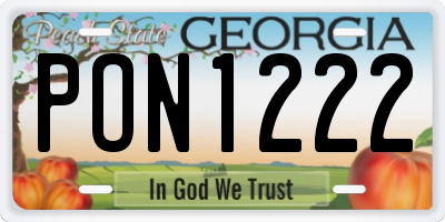 GA license plate PON1222
