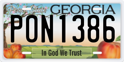 GA license plate PON1386