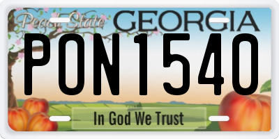 GA license plate PON1540