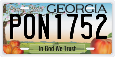 GA license plate PON1752