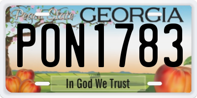 GA license plate PON1783