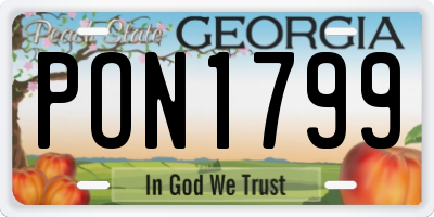 GA license plate PON1799